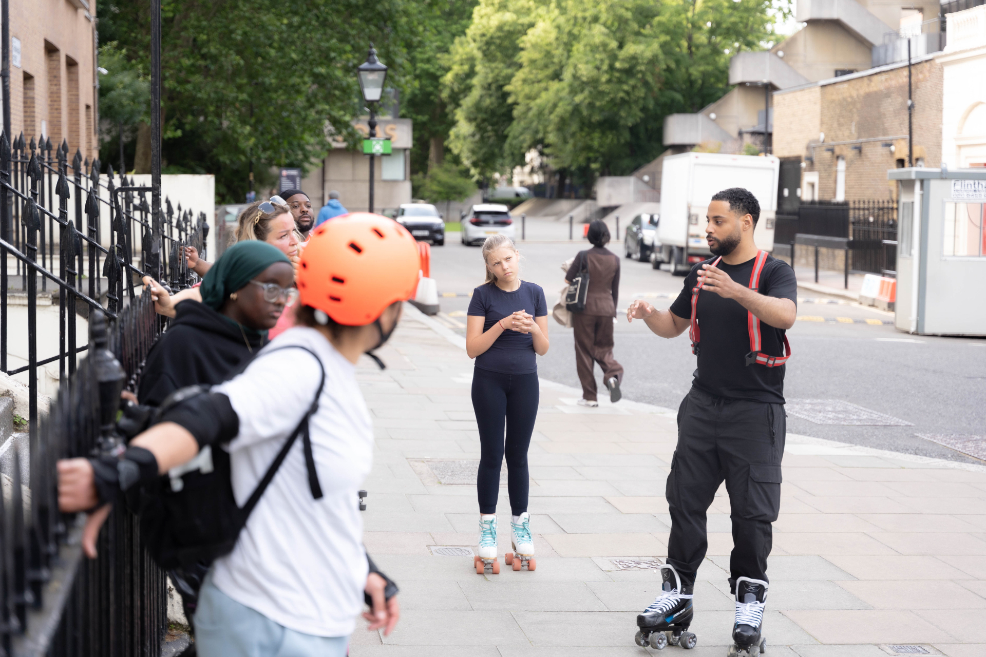 Skater rolling outdoors